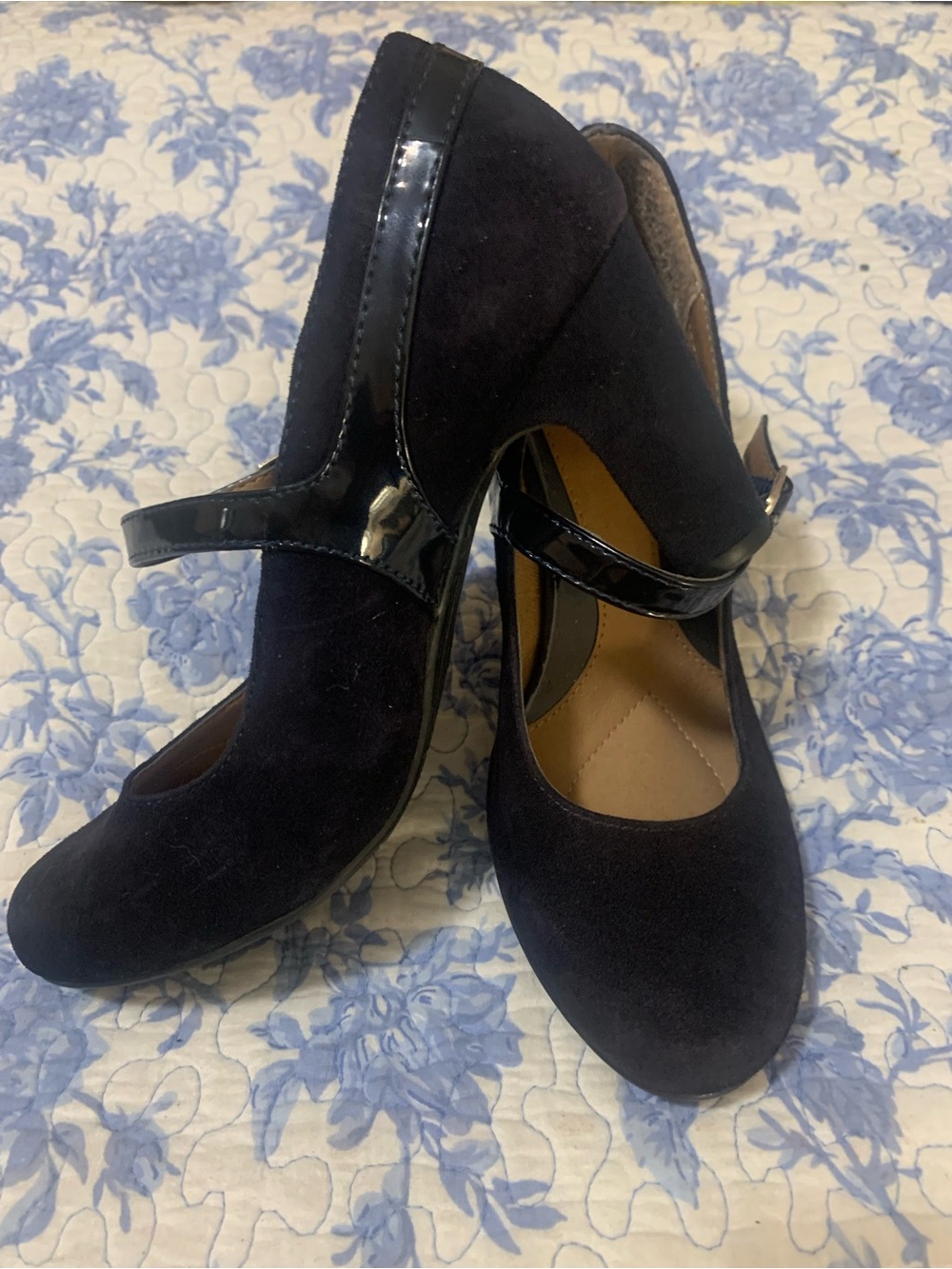 Eurosoft Classic Black Mary Jane Block Heel Pumps - Women Shoes